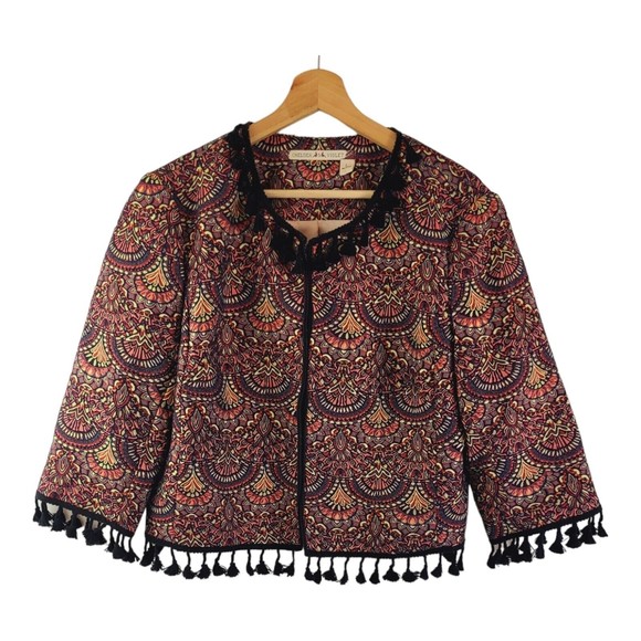 Chelsea & Violet Jackets & Blazers - Chelsea & Violet Womens Size L Brocade Boho Jacket Cropped Blazer